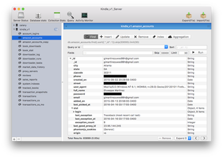 The database of phony accounts (Screenshot: ZDNet)